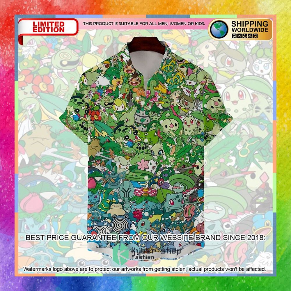 Pokemon Grass Hawaiian Shirt 3 pokemon grass hawaiian shirt 1 833