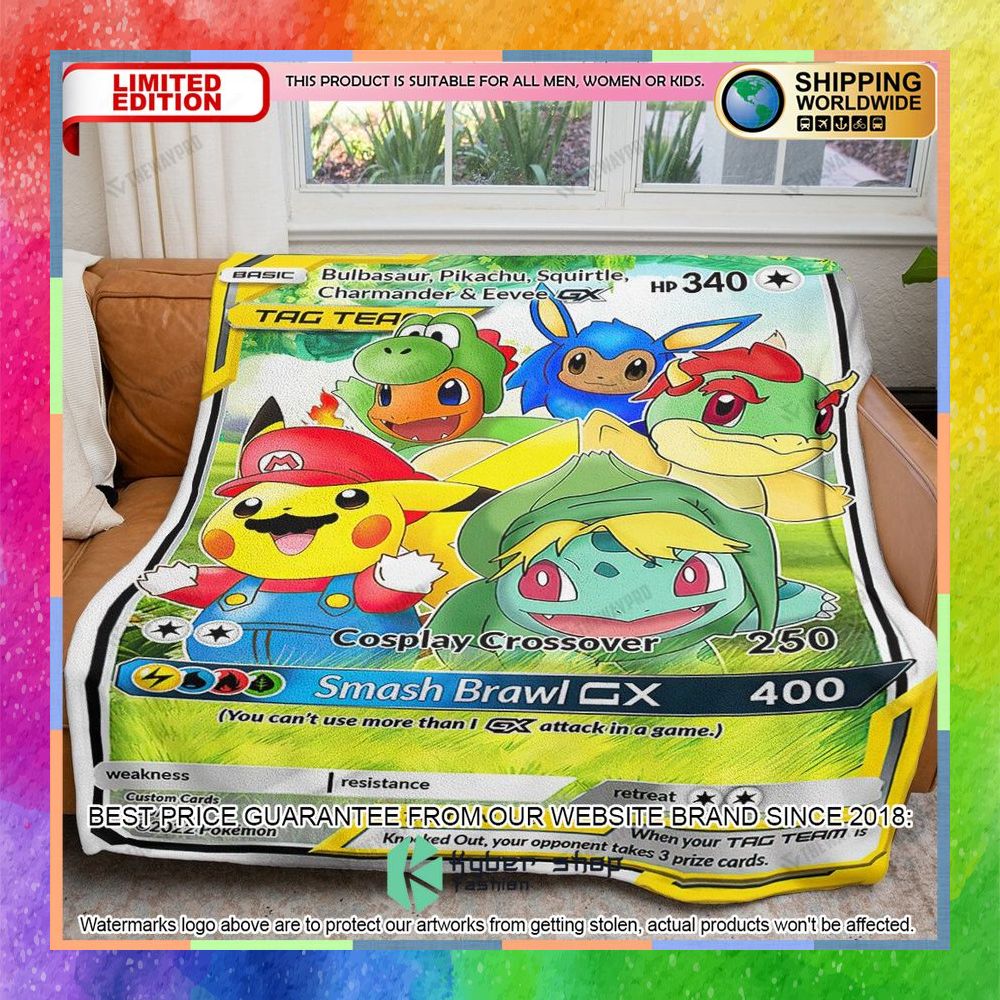 Pokemon Mario Game Soft Blanket 3 pokemon mario game soft blanket 1 607