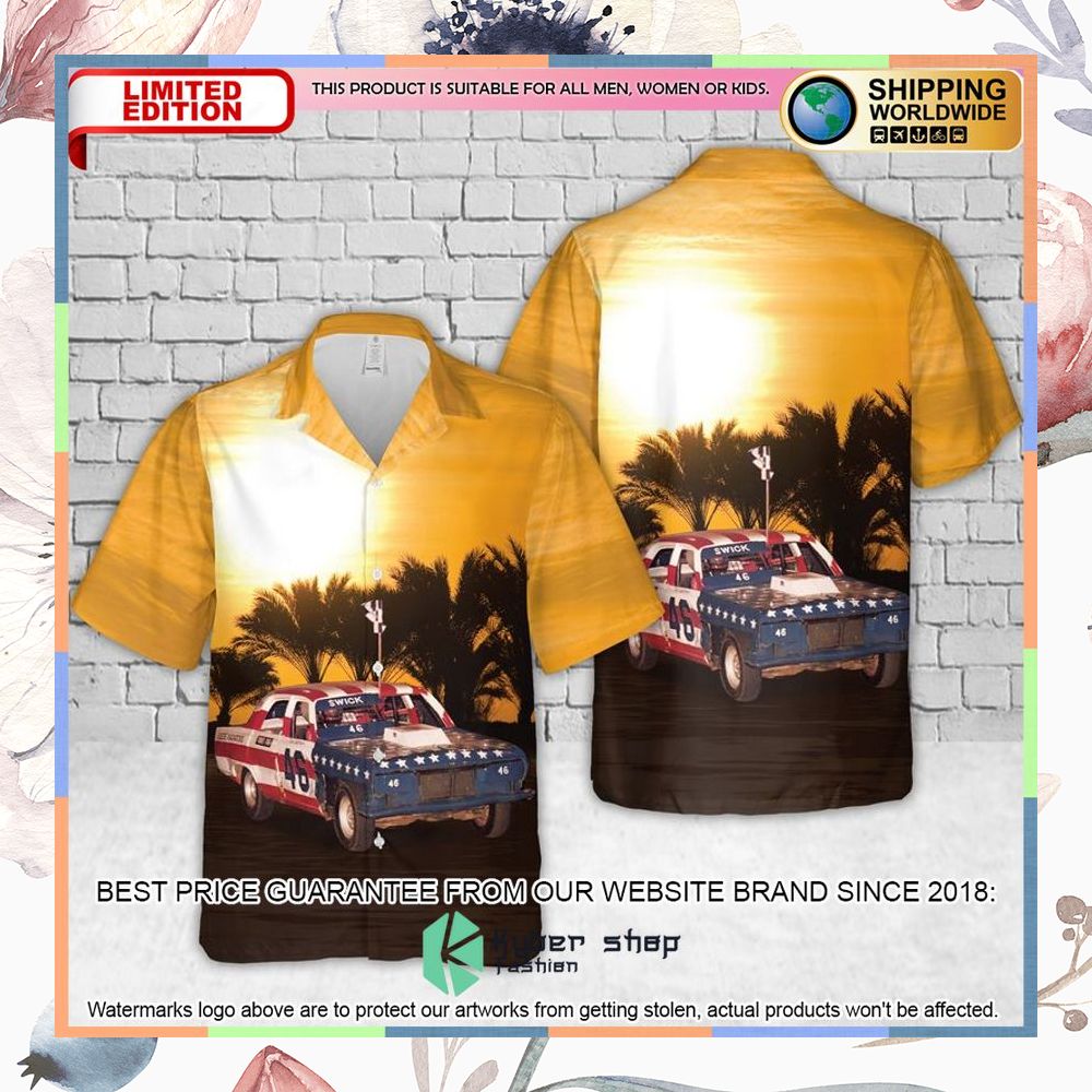 racing car us flag yellow hawaiian shirt 1 441