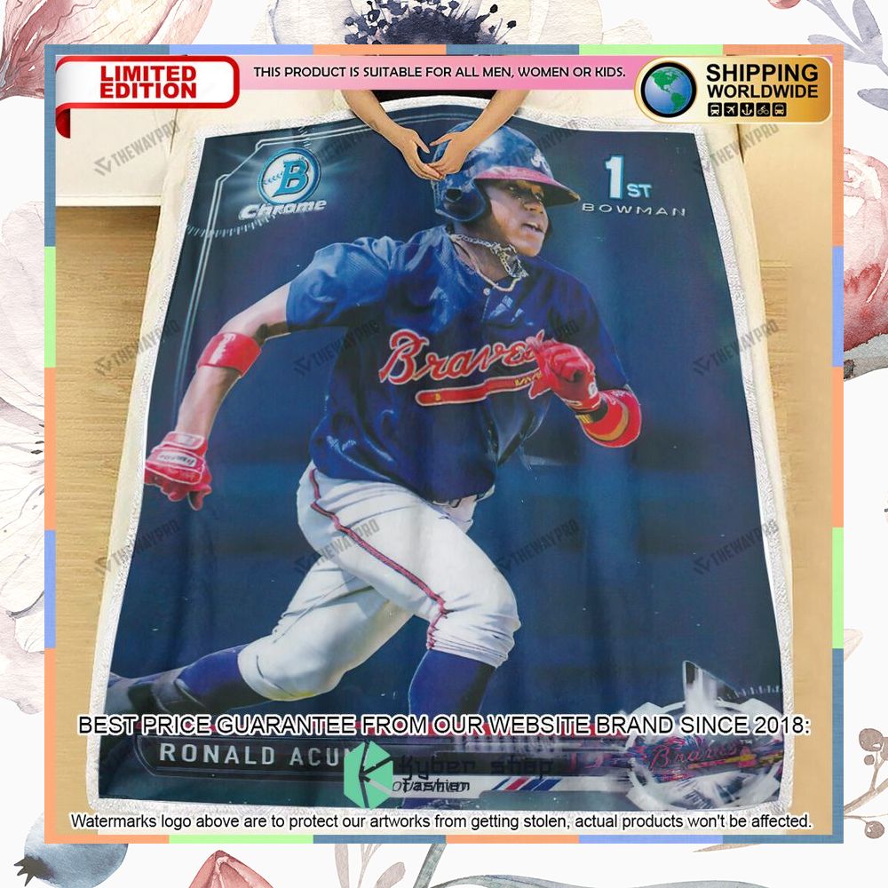 Ronald Acuna Jr 1St 2017 Bowman Baseball Card Soft Blanket 10 ronald acuna jr 1st 2017 bowman baseball card soft blanket 2 144