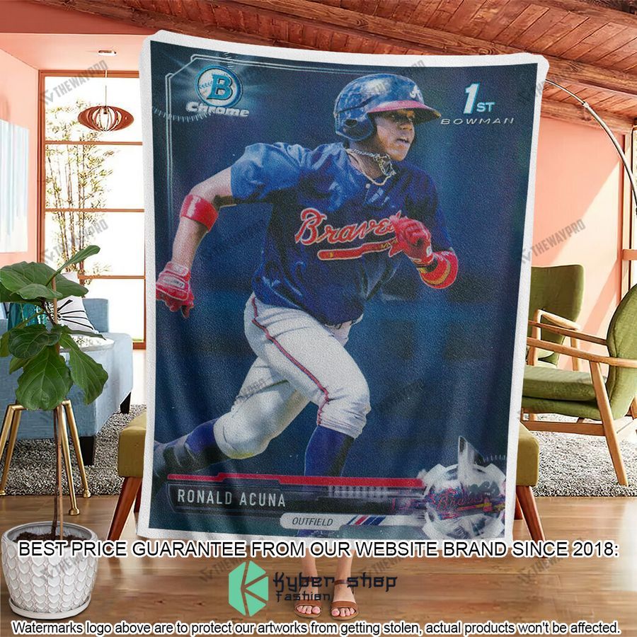 Ronald Acuna Jr 1St 2017 Bowman Baseball Card Soft Blanket 3 ronald acuna jr 1st 2017 bowman baseball card soft blanket 3 507