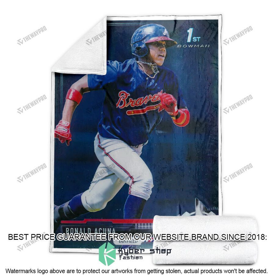 Ronald Acuna Jr 1St 2017 Bowman Baseball Card Soft Blanket 4 ronald acuna jr 1st 2017 bowman baseball card soft blanket 4 736