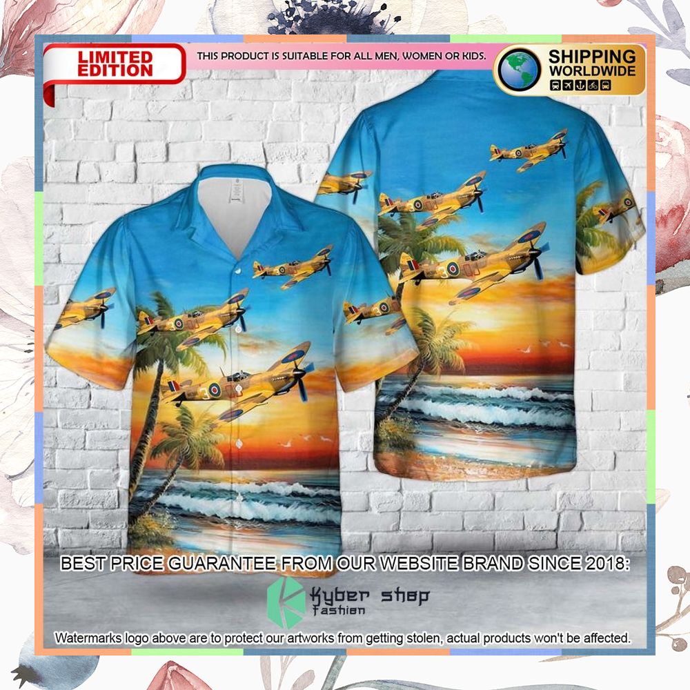 royal air force battle of britain memorial flight supermarine spitfire lfixc mk356 hawaiian shirt 1 146
