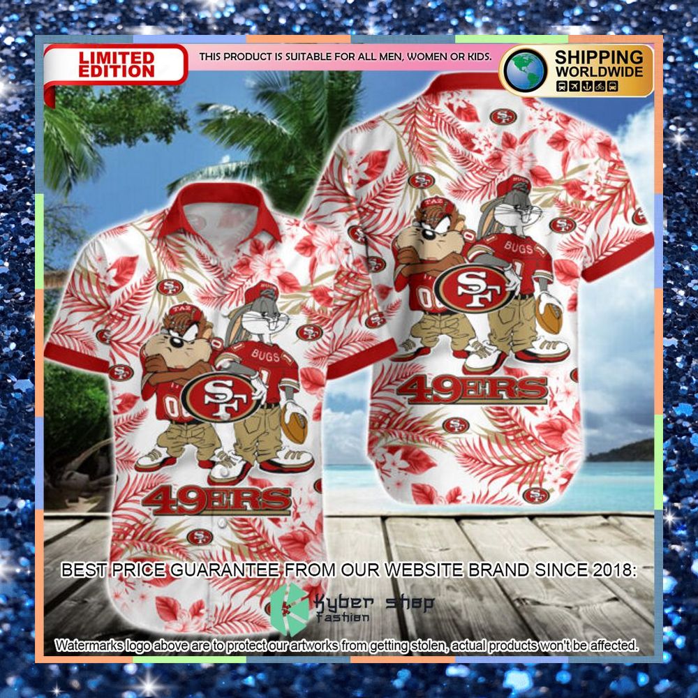 san francisco 49ers bugs bunny taz nfl hawaiian shirt 1 874