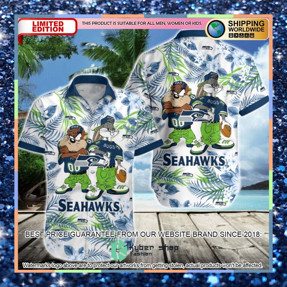 seattle seahawks bugs bunny taz nfl hawaiian shirt 1 371