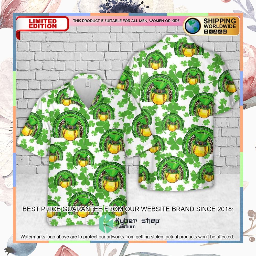 softball shamrock st patricks day hawaiian shirt 1 132