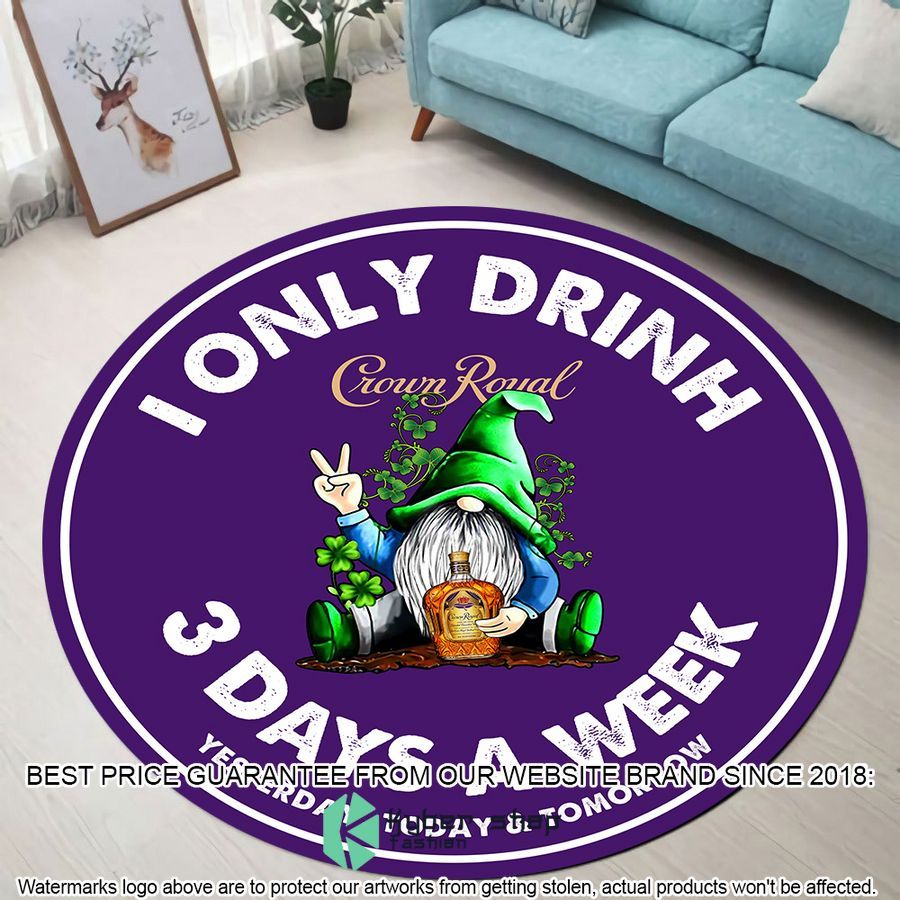 st patrick day gnome i only drink crown royal round rug 1 416