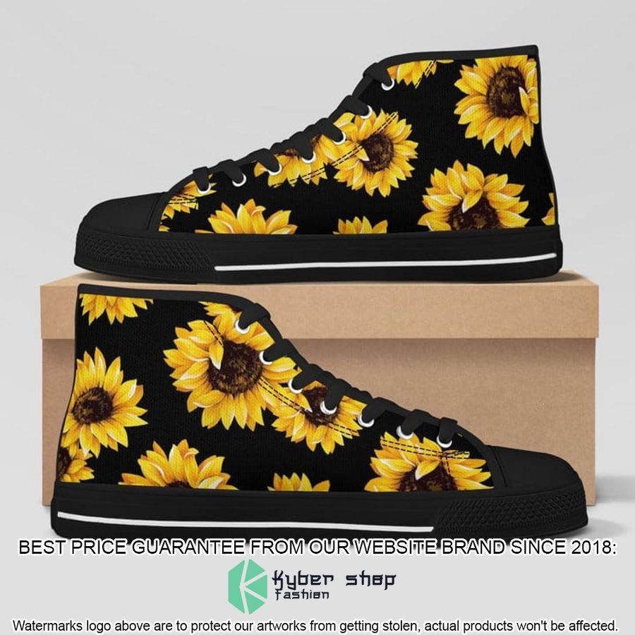 sunflowers black canvas high top shoes 1 925