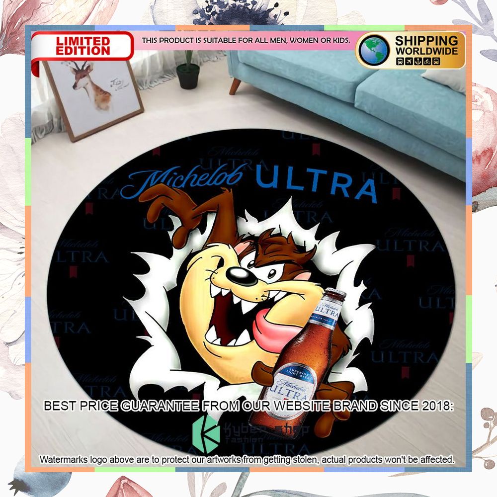 taz mania michelob ultra round rug 1 238