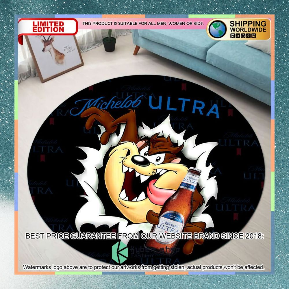Taz Mania Michelob Ultra Round Rug 3 taz mania michelob ultra round rug 1 47