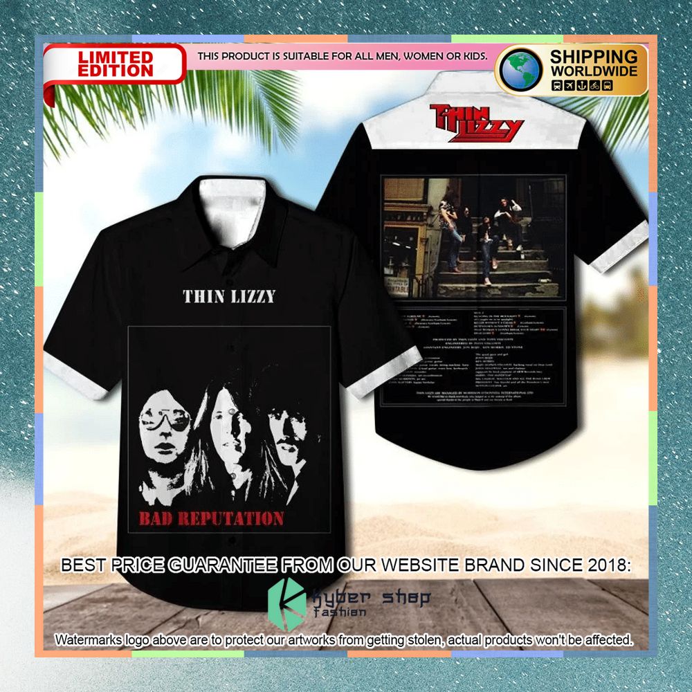 thin lizzy band bad reputation album hawaiian shirt 1 994