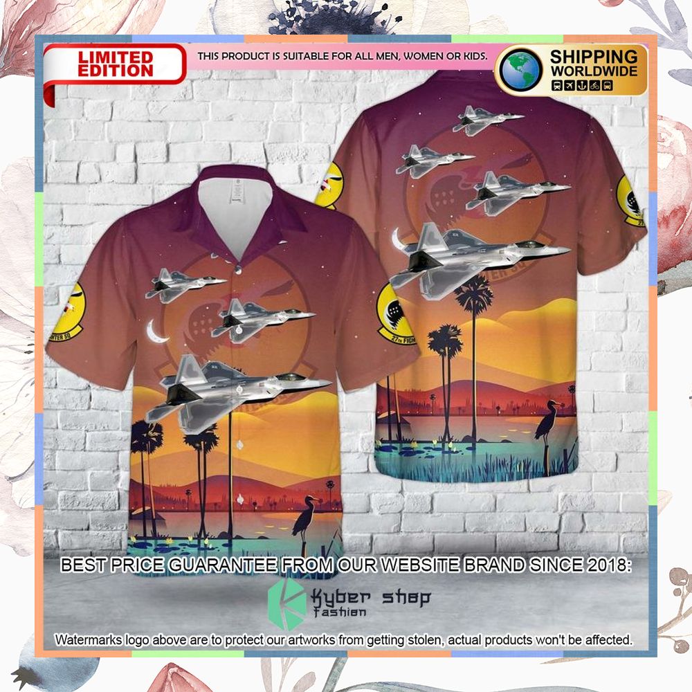 us air force f 22a 03 042 of 27th fighter squadron hawaiian shirt 1 586