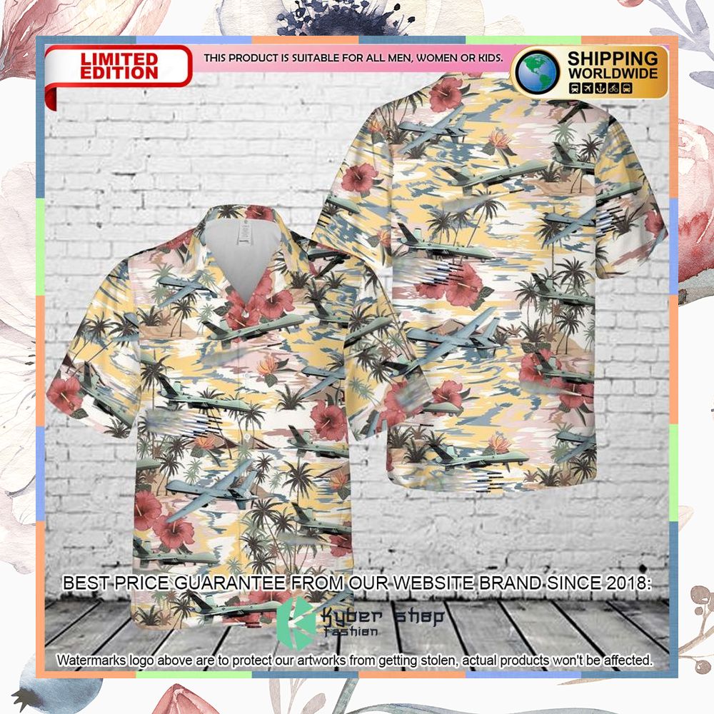 US Air Force General Atomics MQ-9 Reaper hibiscus Hawaiian Shirt 3 us air force general atomics mq 9 reaper hibiscus hawaiian shirt 1 748