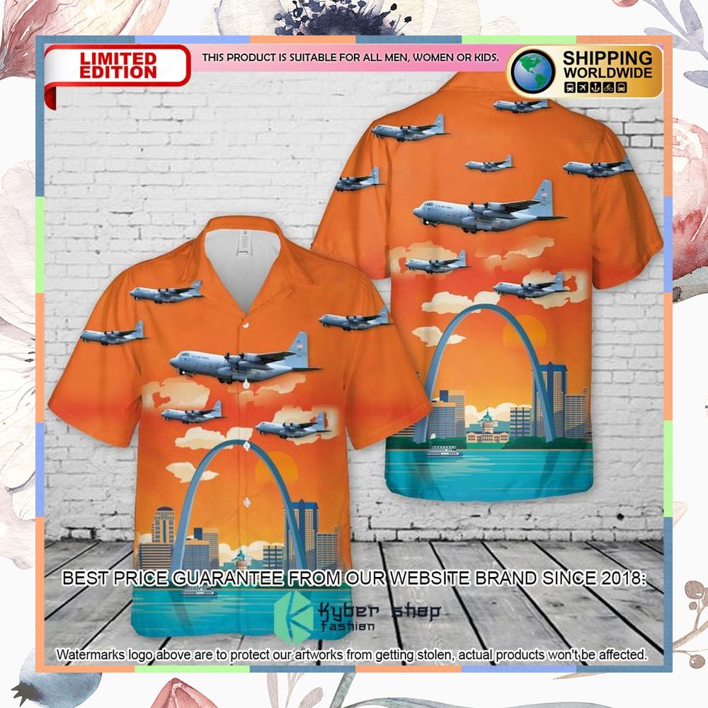 US Air Force Missouri Air National Guard 180th Airlift Squadron C-130H2 Hercules Hawaiian Shirt 3 us air force missouri air national guard 180th airlift squadron c 130h2 hercules hawaiian shirt 1 146