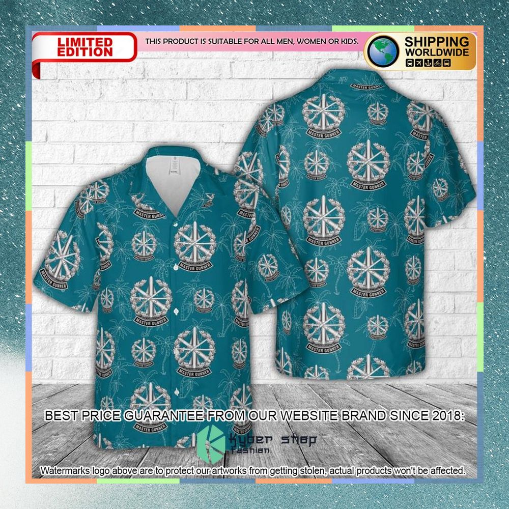 US Army Master Gunner Identification Badge Hawaiian Shirt 3 us army master gunner identification badge hawaiian shirt 1 968