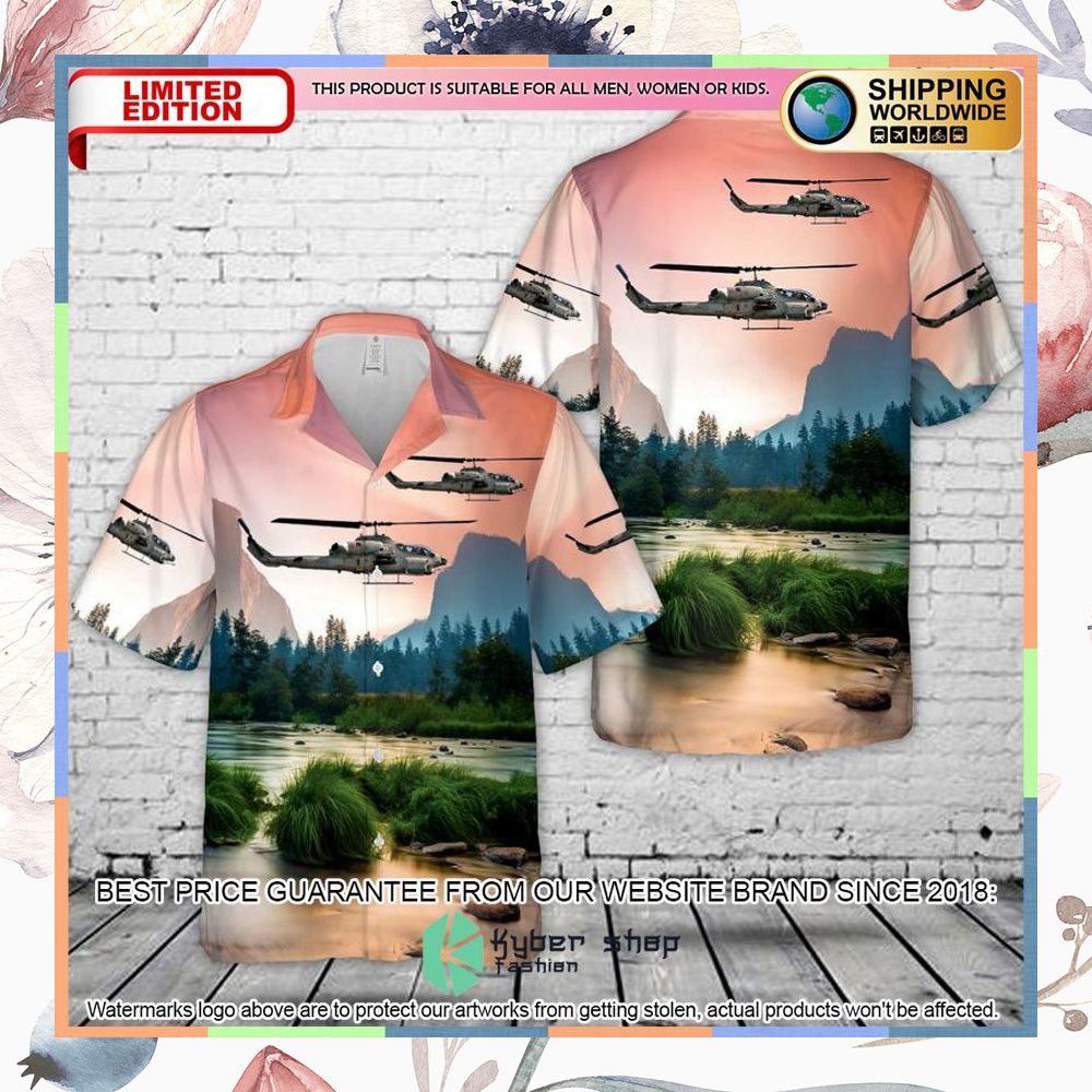 us marine corps bell ah 1w super cobra attack helicopter hawaiian shirt 1 442