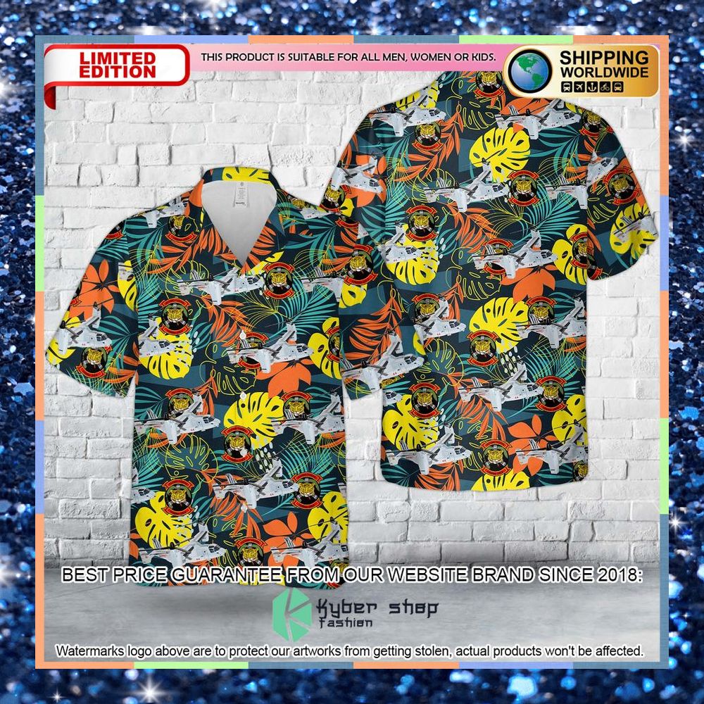 us marine corps mv 22b osprey of hmm 262 flying tigers hawaiian shirt 1 304