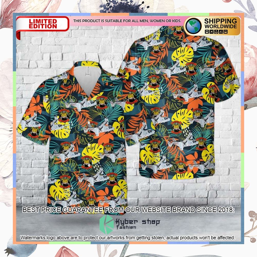 us marine corps mv 22b osprey of hms 262 flying tigers hawaiian shirt 1 208