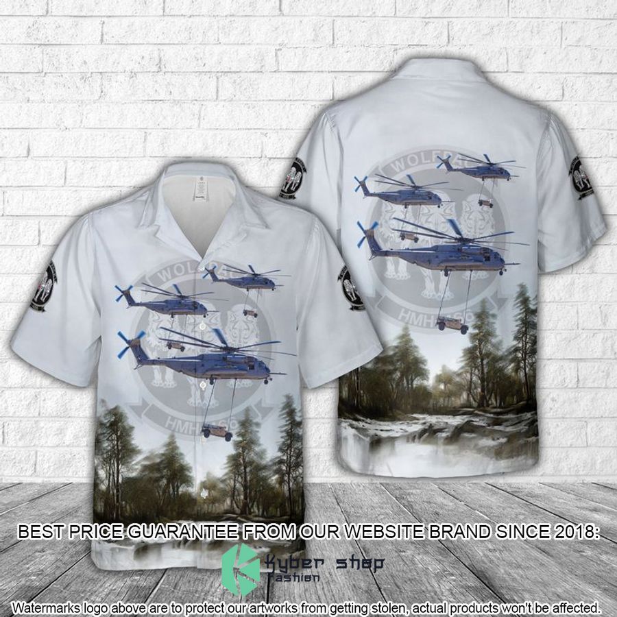 us marine corps sikorsky ch 53e super stallion of hmh 466 wolfpack hawaiian shirt 1 387