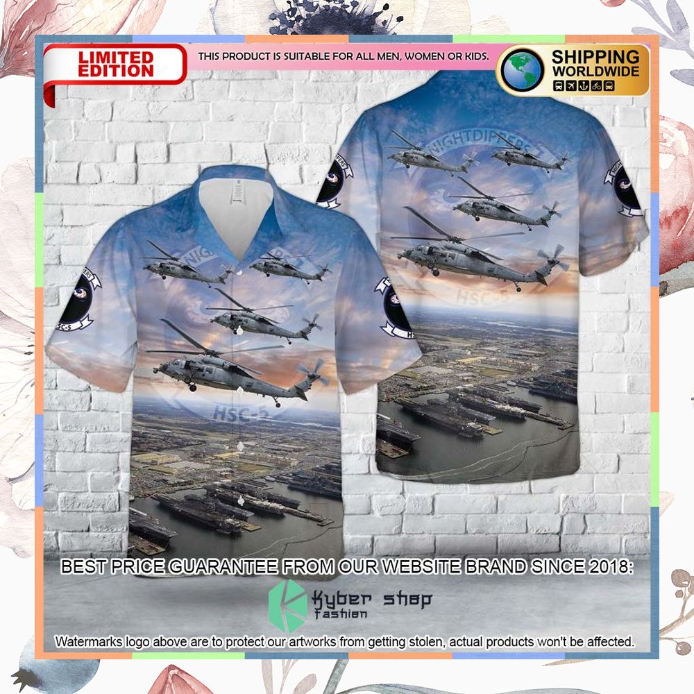 us navy hsc 5 nightdippers sikorsky mh 60s seahawk at naval station norfolk hawaiian shirt 1 600