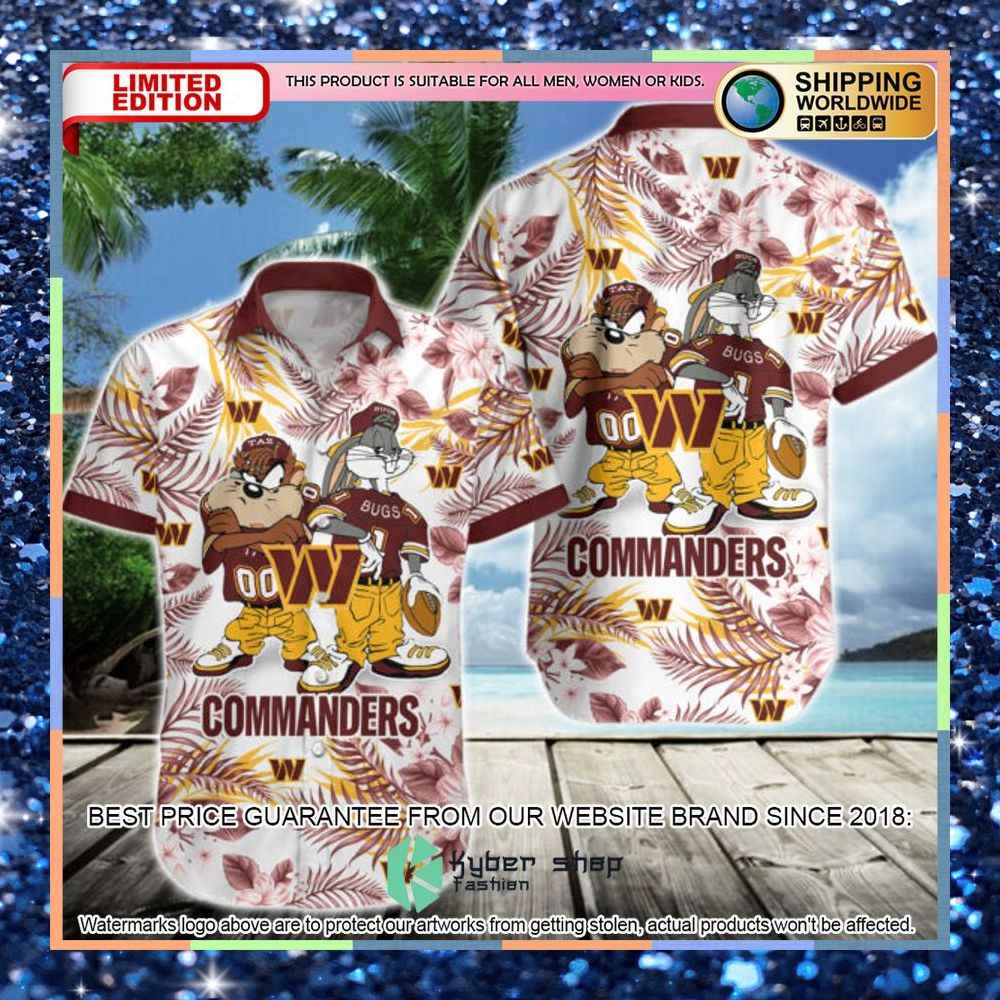 washington commanders bugs bunny taz nfl hawaiian shirt 1 428