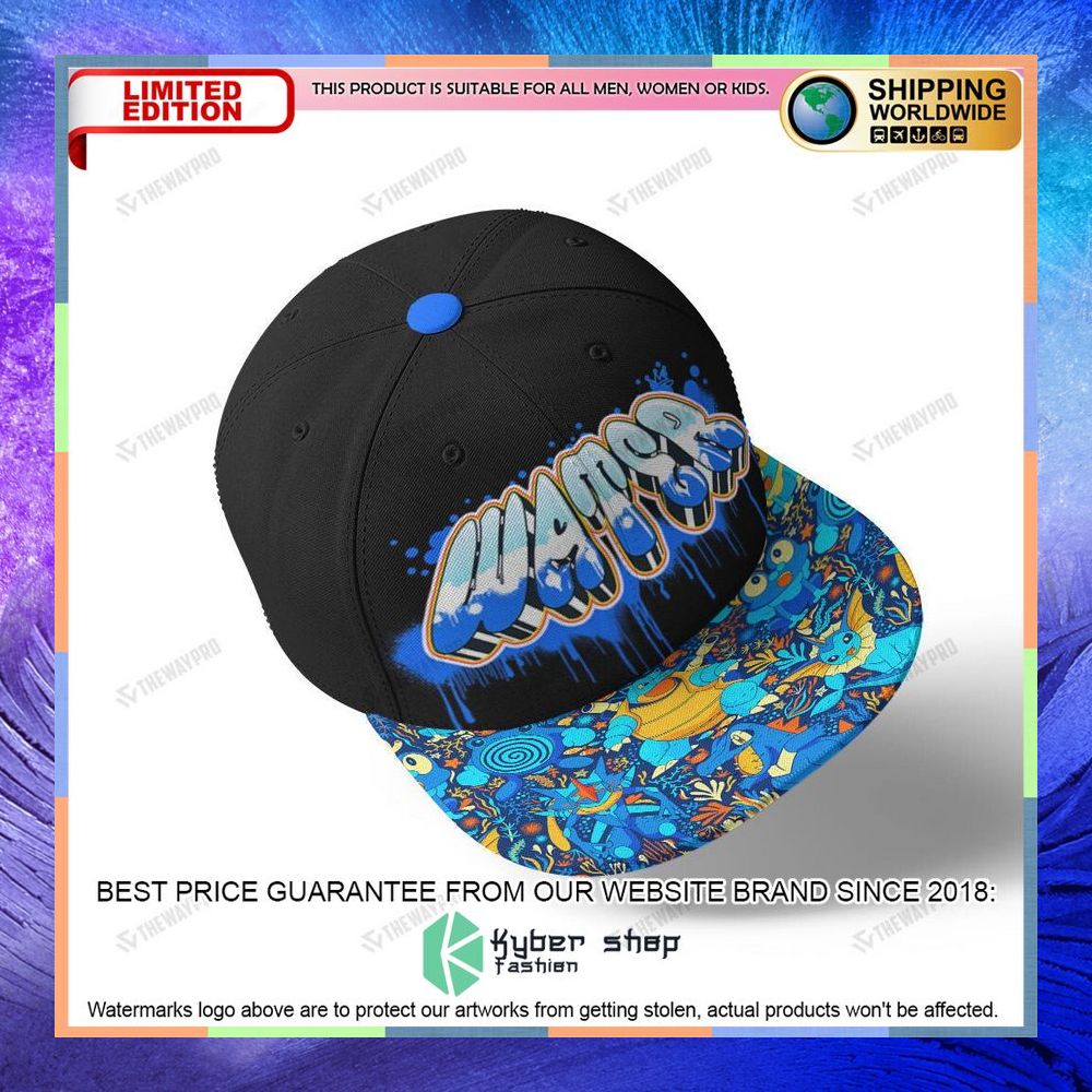 Water Type Pattern Graffiti Text Snapback Cap 4 water type pattern graffiti text snapback cap 1 458
