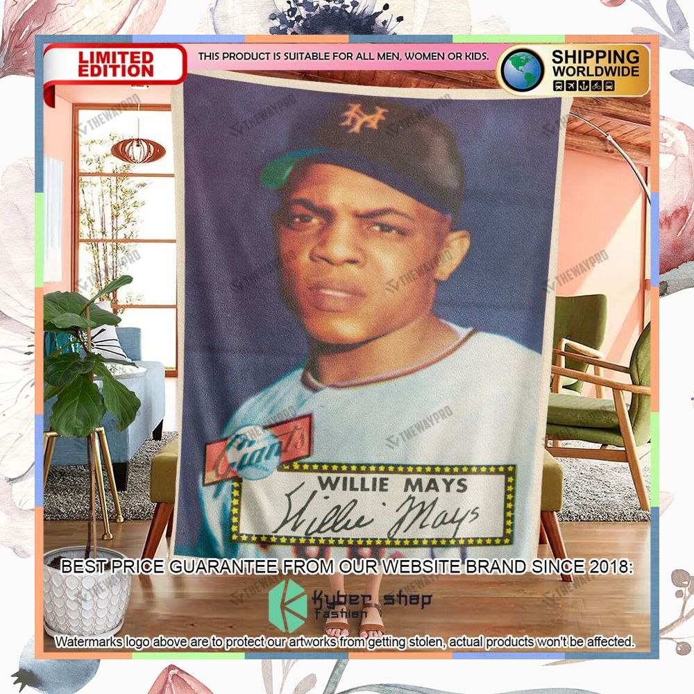 Willie Mays New York Mets Baseball Card Soft Blanket 6 willie mays new york mets baseball card soft blanket 2 257