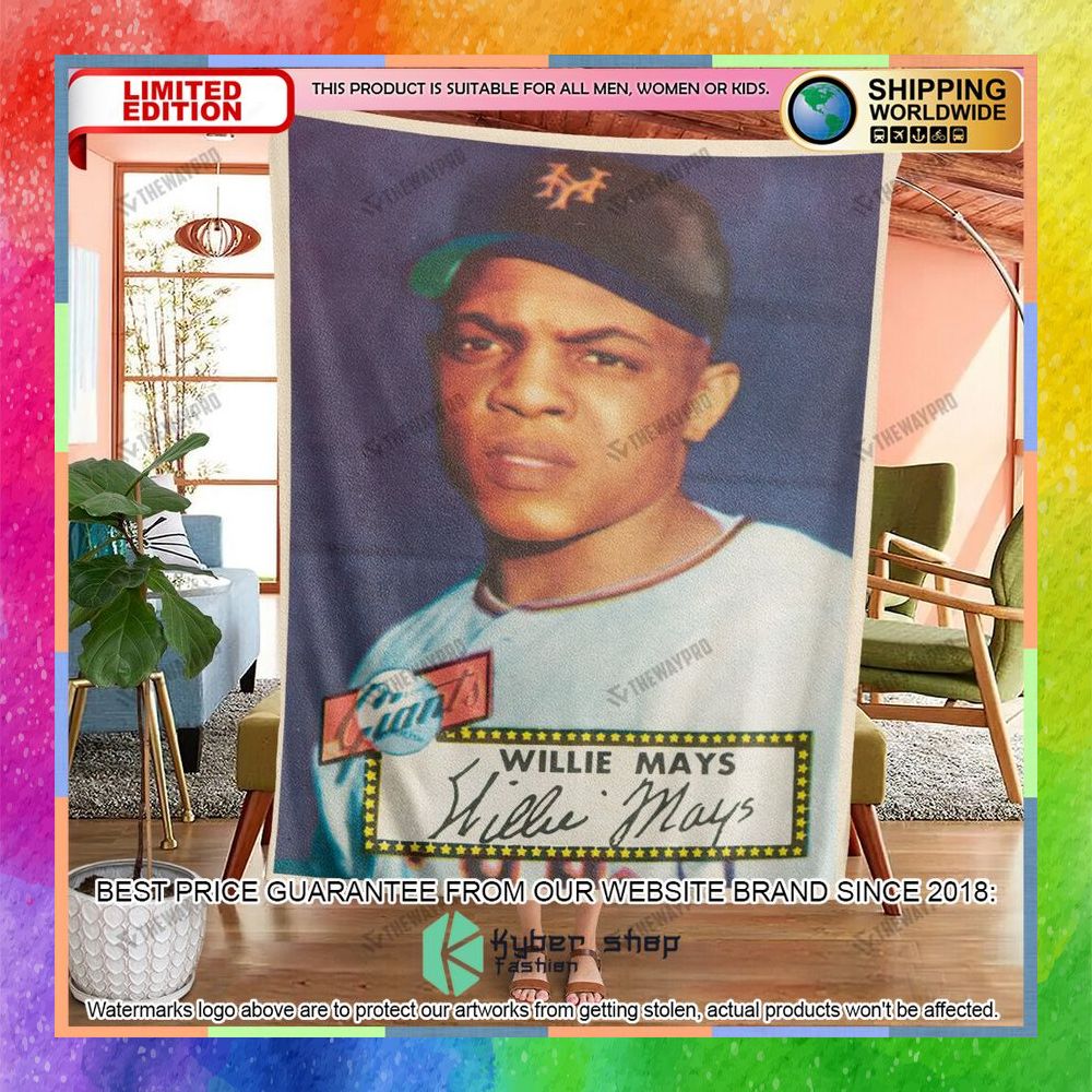 Willie Mays New York Mets Baseball Card Soft Blanket 4 willie mays new york mets baseball card soft blanket 2 617