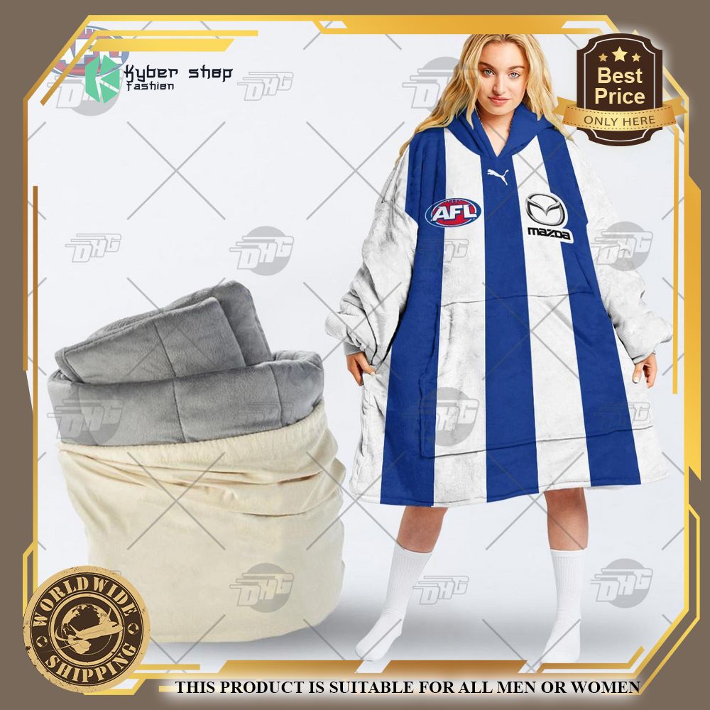 personalized afl north melbourne football club hoodie blanket 1