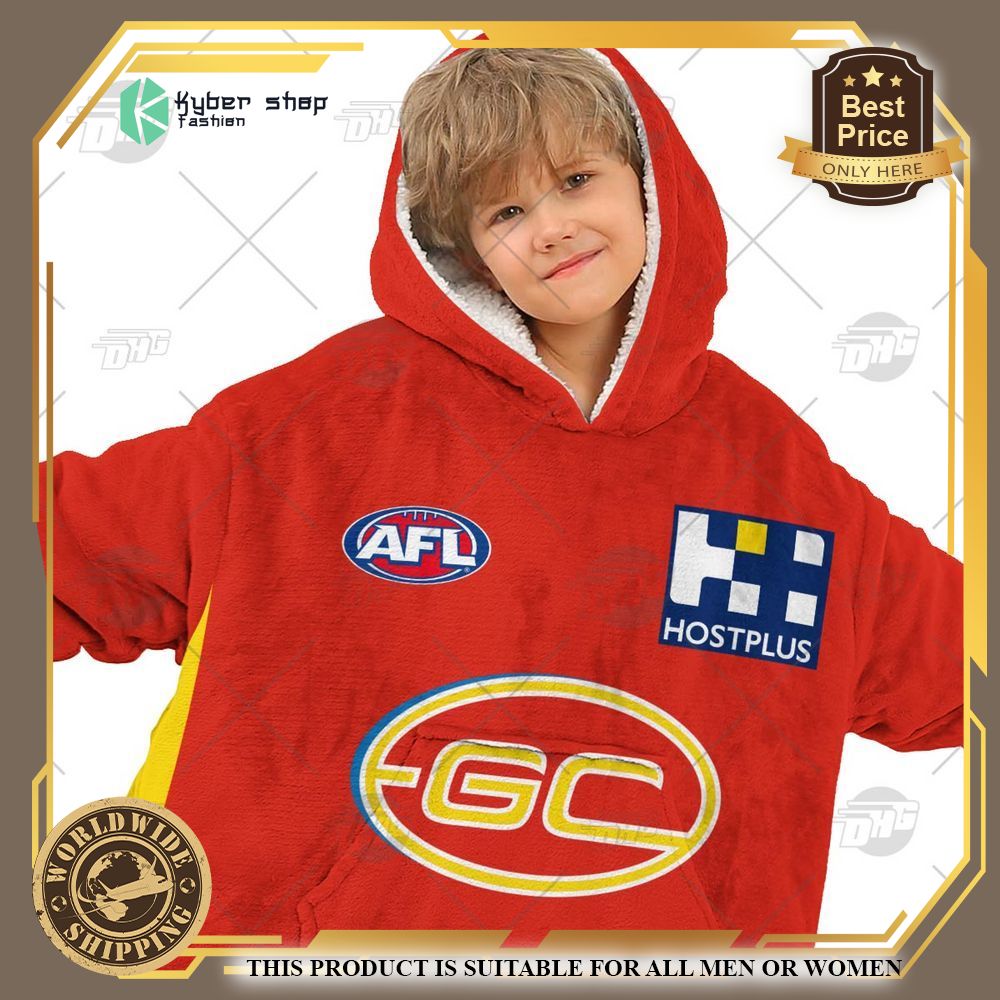 Personalized AFL Gold Coast Suns Football Club Hoodie Blanket 8 personalized afl gold coast suns football club hoodie blanket 8