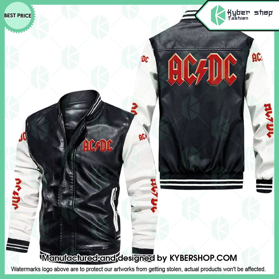 ACDC Rock band Leather Bomber Jacket 5 acdc rock band leather bomber jacket 2 617