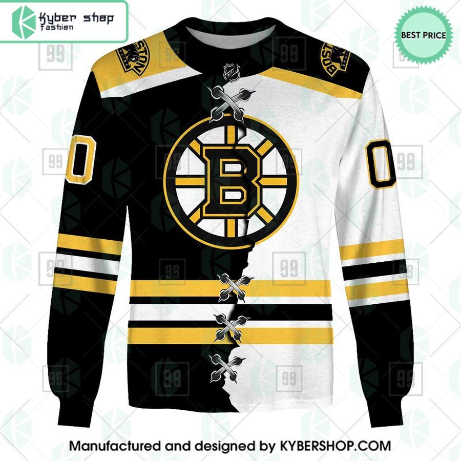 Boston Bruins Mix Home and Away Jersey CUSTOM Hoodie 4 boston bruins mix home and away jersey custom hoodie 4 173