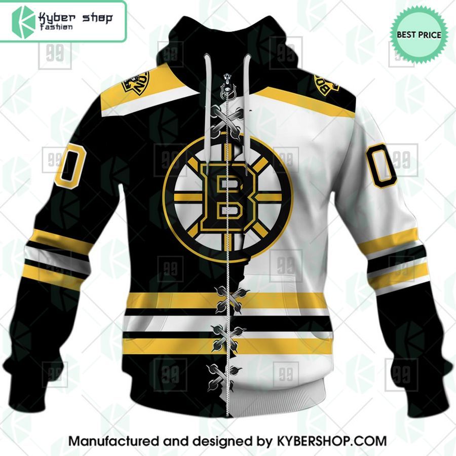 Boston Bruins Mix Home and Away Jersey CUSTOM Hoodie 5 boston bruins mix home and away jersey custom hoodie 5 981