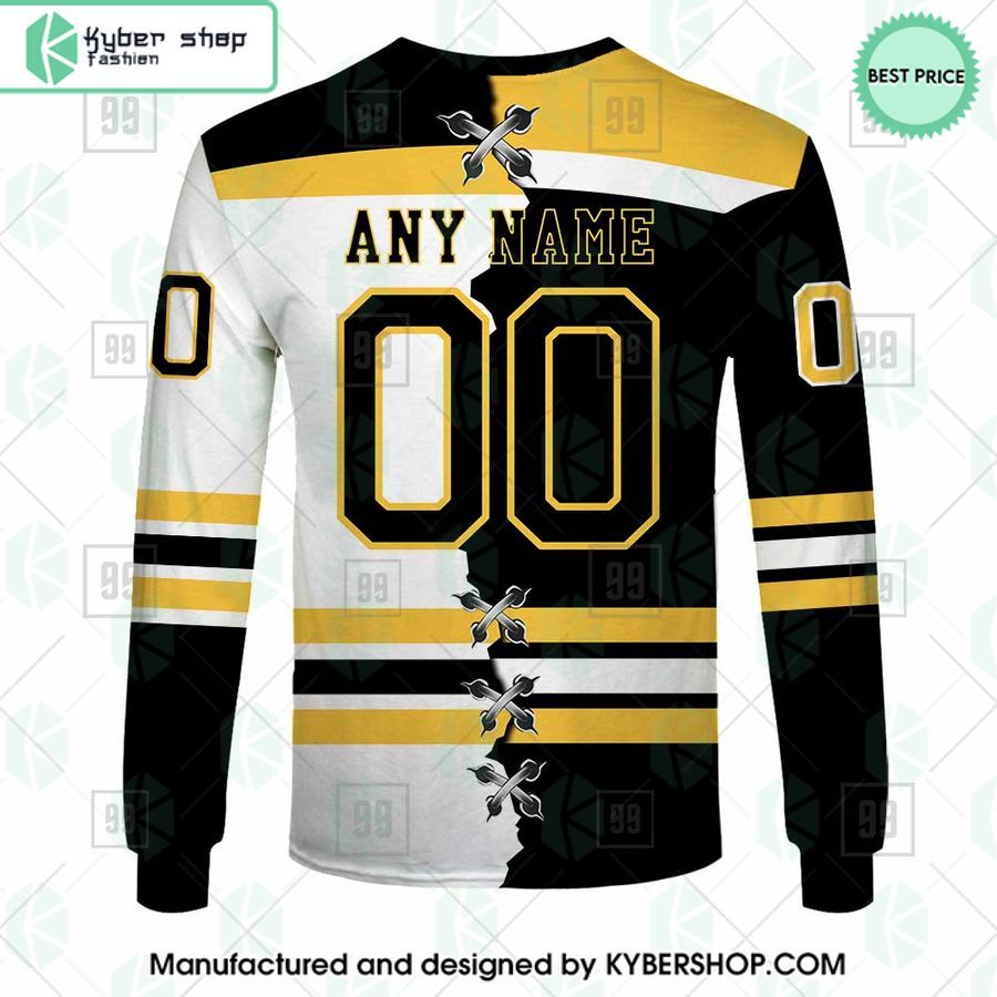 Boston Bruins Mix Home and Away Jersey CUSTOM Hoodie 8 boston bruins mix home and away jersey custom hoodie 8 144