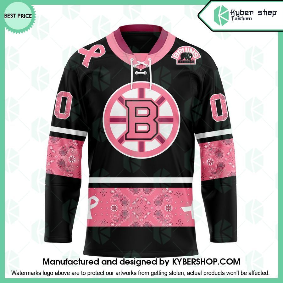 boston bruins paisley in october we wear pink breast cancer custom hockey jersey 1 951