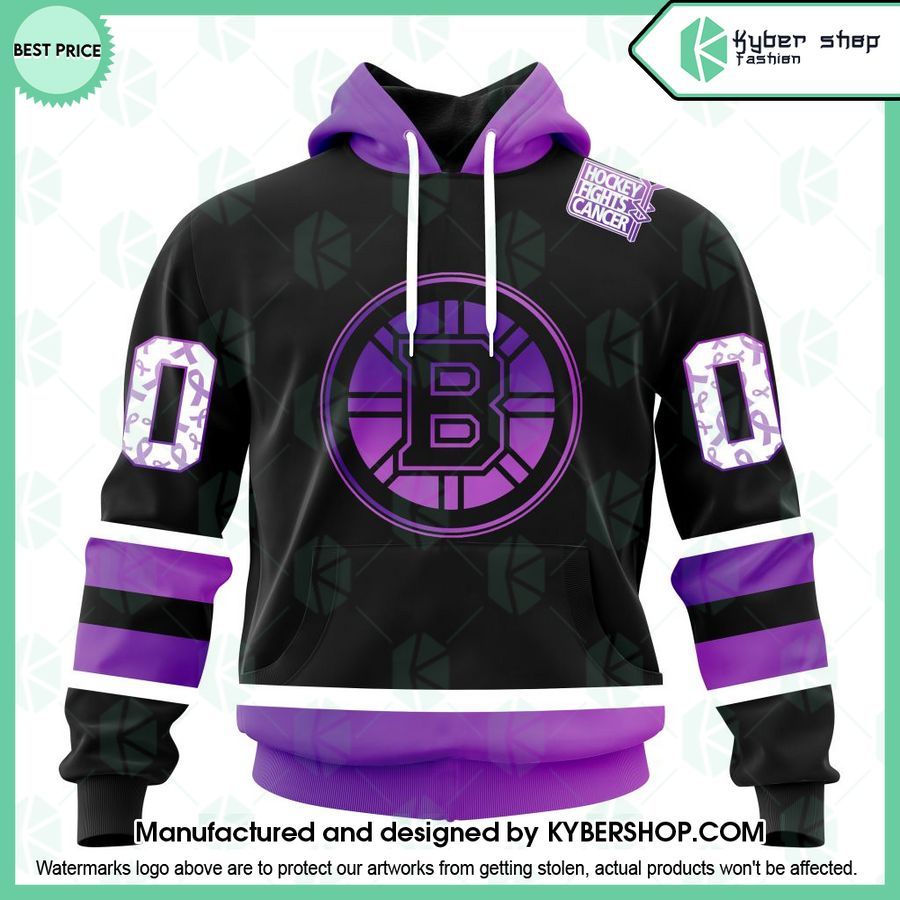 boston bruins special black hockey fights cancer kits custom hoodie 1 391