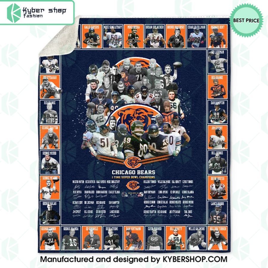 chicago bears 1 time super bowl champions blanket 1 299