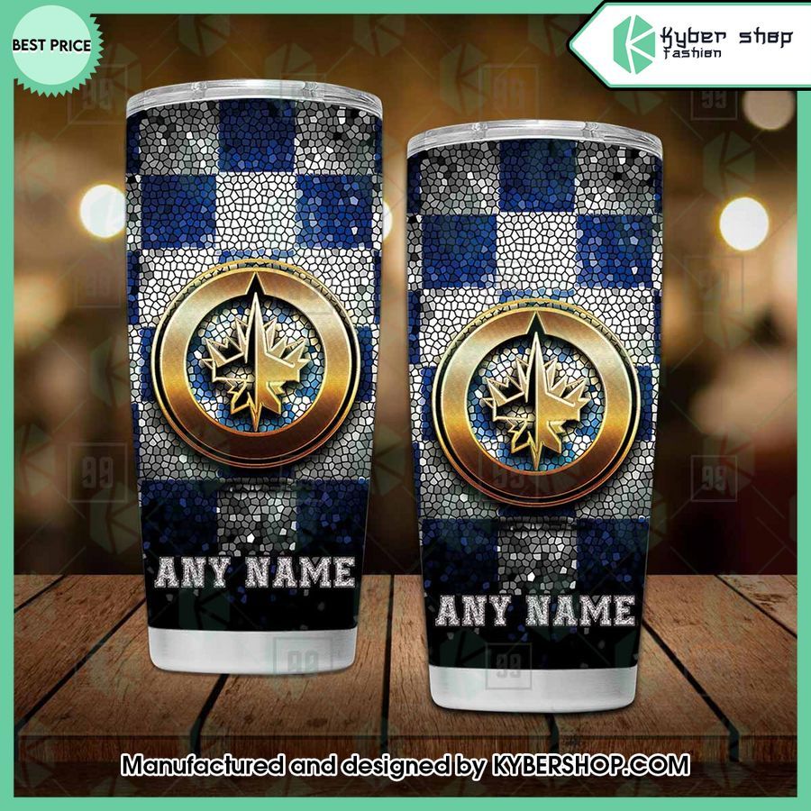 Custom NHL Winnipeg Jets Glitter Mosaic Tumbler 3 custom nhl winnipeg jets mosaic tumbler 3 788