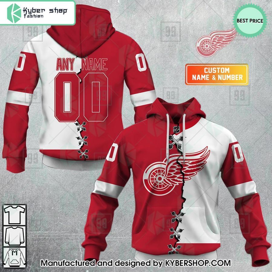 detroit red wings mix home and away jersey custom hoodie 1 105