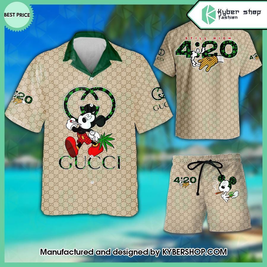 gucci mickey mouse weed hawaiian shirt shorts 1 316