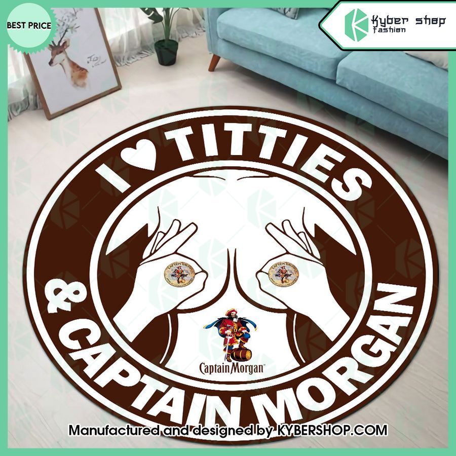 i love titties and captain morgan round rug 1 736