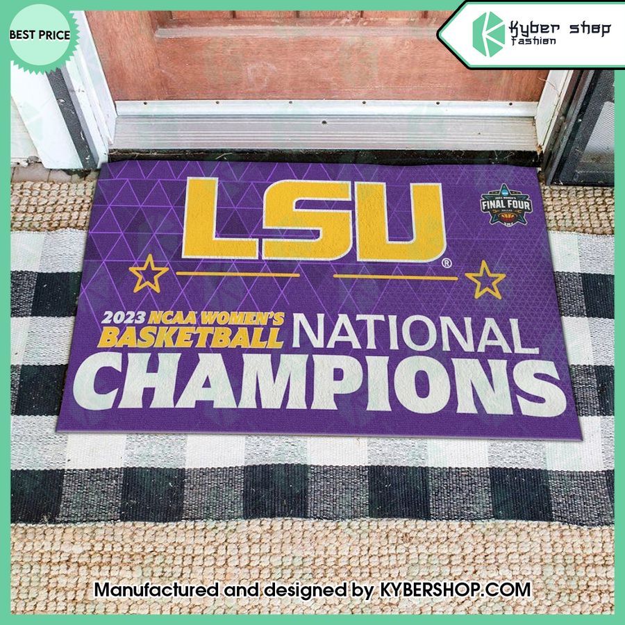LSU Tigers 2023 Women’s Basketball National Champions Doormat 3 lsu tigers 2023 womens basketball national champions doormat 3 585