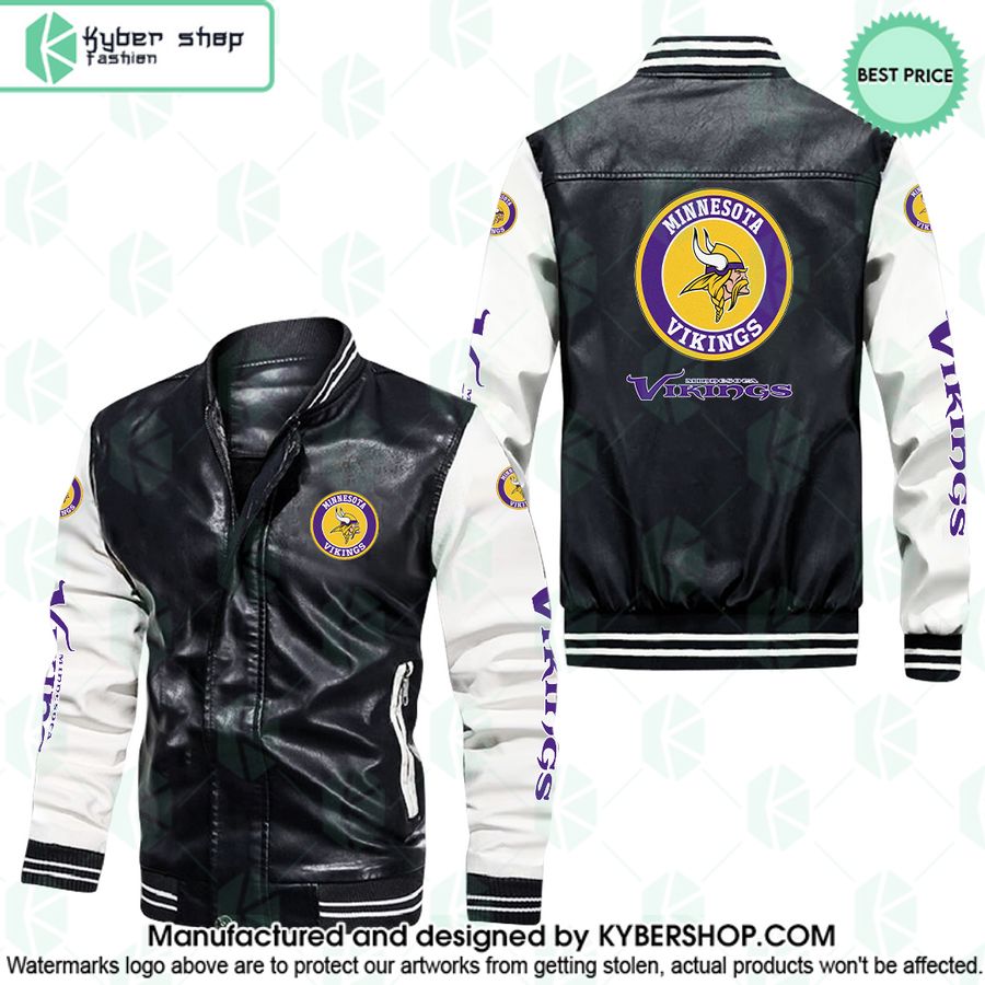 minnesota vikings leather bomber jacket 1 221