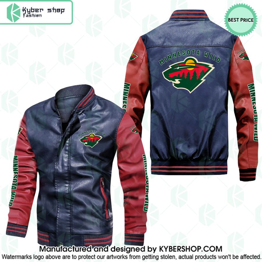 minnesota wild leather bomber jacket 2 274