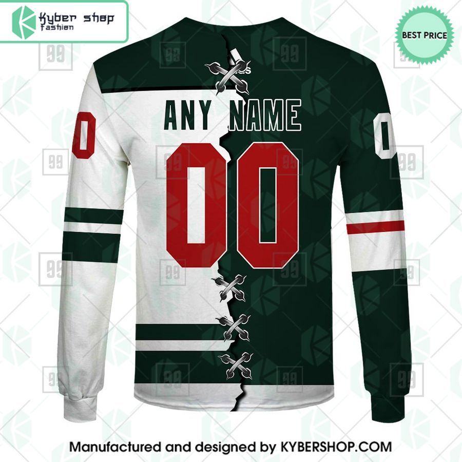 Minnesota Wild Mix Home and Away Jersey CUSTOM Hoodie 8 minnesota wild mix home and away jersey custom hoodie 8 332