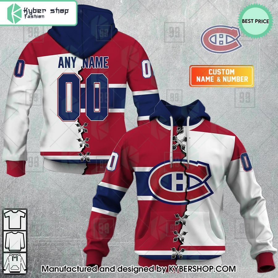 montreal canadiens mix home and away jersey custom hoodie 1 580