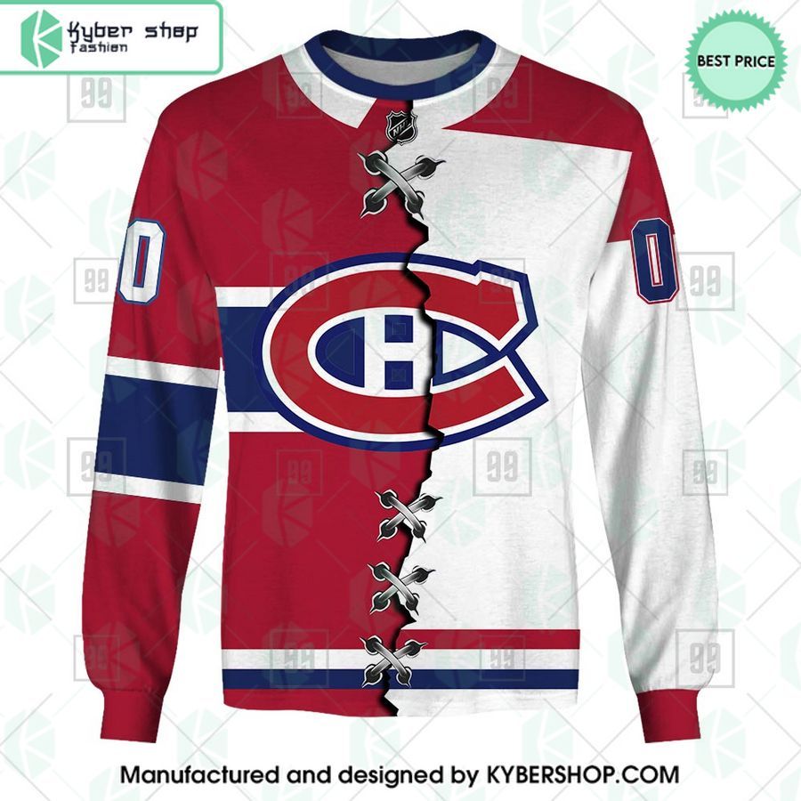 Montreal Canadiens Mix Home and Away Jersey CUSTOM Hoodie 4 montreal canadiens mix home and away jersey custom hoodie 4 51