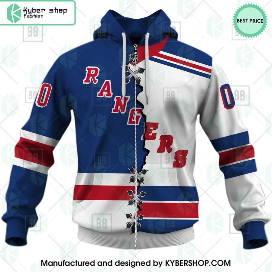 New York Rangers Mix Home and Away Jersey CUSTOM Hoodie 4 new york rangers mix home and away jersey custom hoodie 4 274