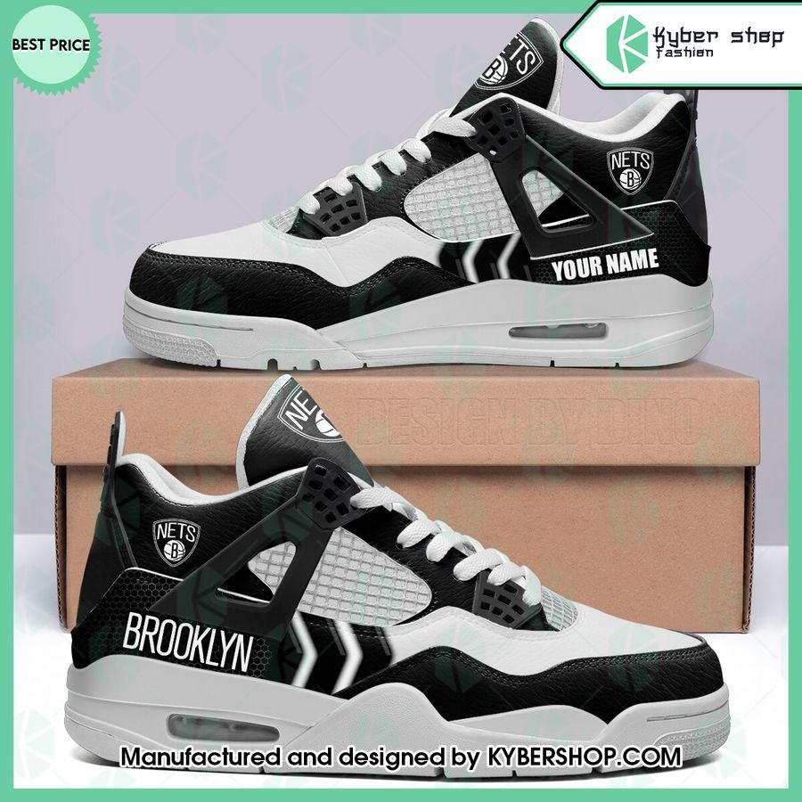personalized brooklyn nets air jordan 4 shoes 1 657
