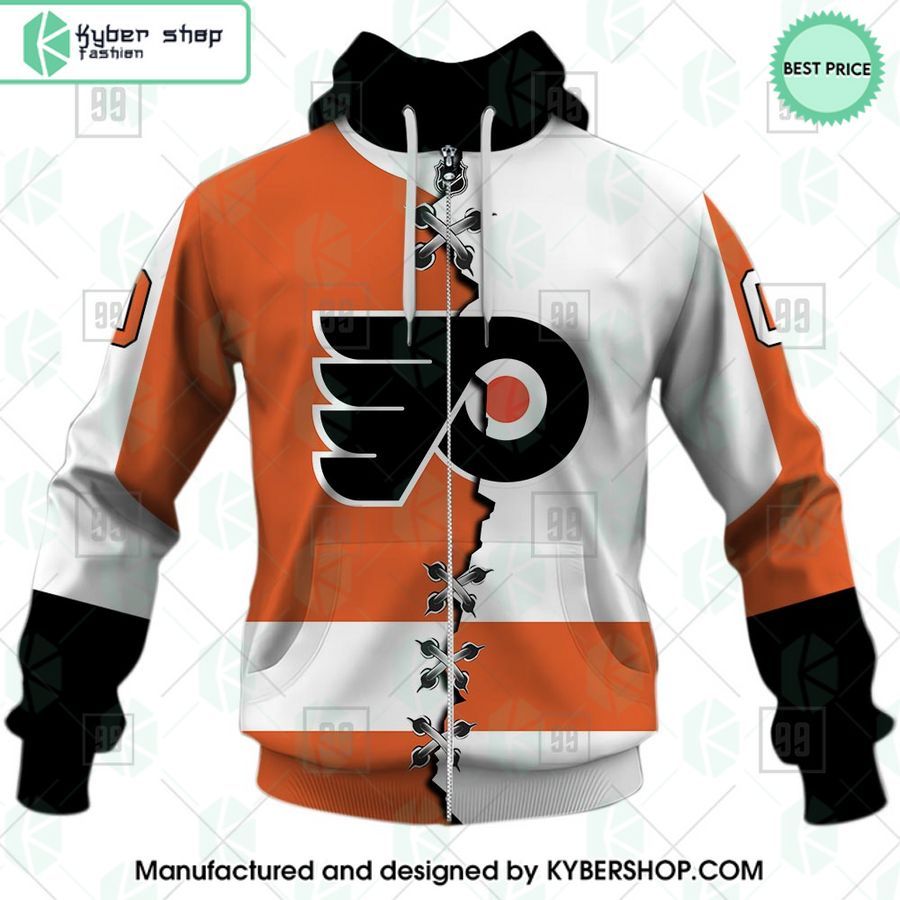 Philadelphia Flyers Mix Home and Away Jersey CUSTOM Hoodie 5 philadelphia flyers mix home and away jersey custom hoodie 5 667